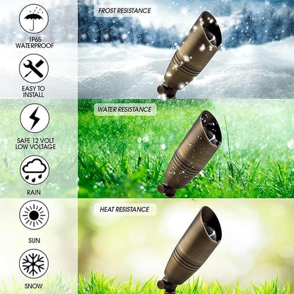 LED Spot Lights Outdoor 105 Low Voltage Landscape Lights - Brass Metal Wall Security Lighting LED Yard for Beautiful Bright Long Lasting Home Garden Patio Lighting (Without Bulb) (1)