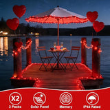 QITONG Red Valentine Solar String Lights, 2 Pack Each 66ft 200 LED Christmas Lights Outdoor Waterproof, 8 Modes | Lumora