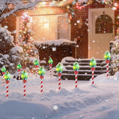 4pk Christmas Outdoor Solar Pathway Lights Waterproof Stakes Lights,Connectable Christmas Decor for Lawn, Yard, Sidewalk & Driveway (Multicolor)