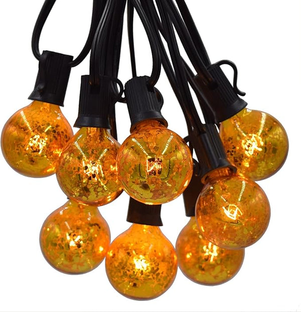 Hometown Evolution, Inc. Gold Outdoor Patio String Lights (10 ft, G40 Gold 1.6" Bulbs - Black Wire) | Lumora