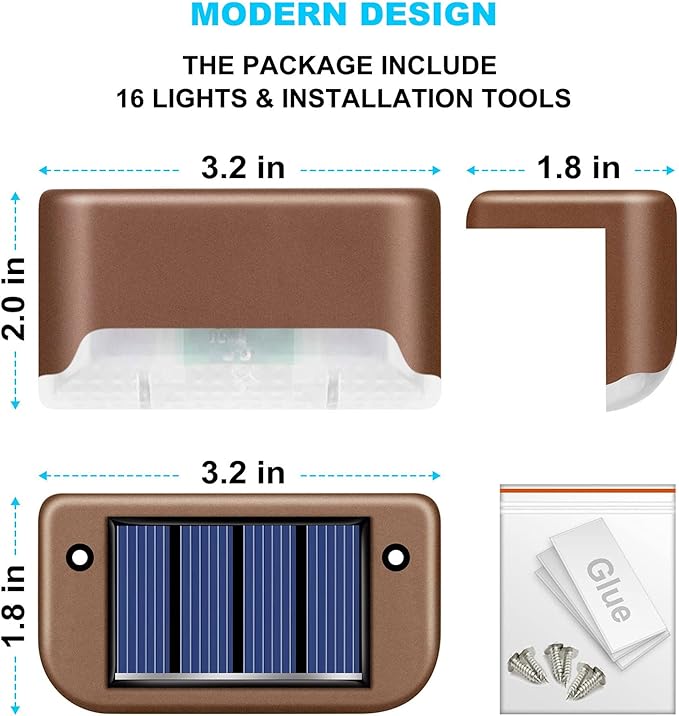 DenicMic Solar Deck Lights Outdoor, 3 Pack Waterproof Led for Outdoor Decks, Railing,Stairs, Step, Fence, Yard, and Patio(Color Changing)
