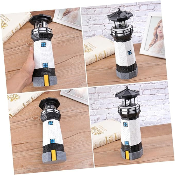 1pc Led Solar Revolving Lighthouse Garden Decorative Light for Lawns Walkways and Yards Energy-Saving Resin Design | Lumora