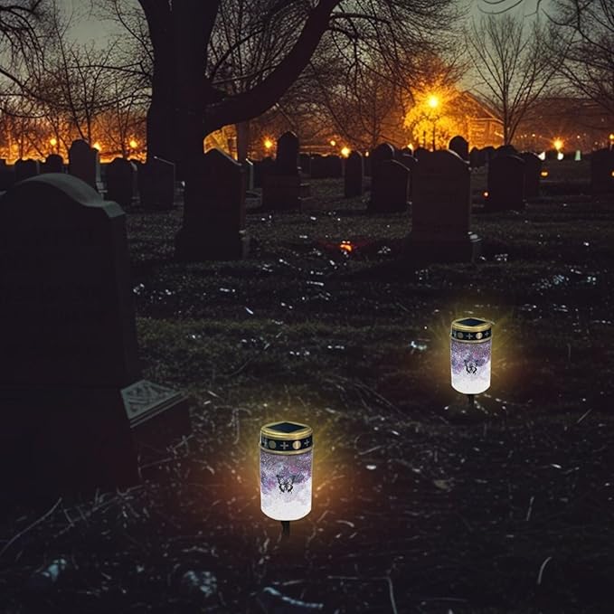 Butterfly Galaxy Sky Solar Outdoor Lights Eternal Light Solar Garden Stake Lights Landscape Lighting Driveway Markers Solar Pathway Lights for Cemetery Grave Decorations Memorial Gift