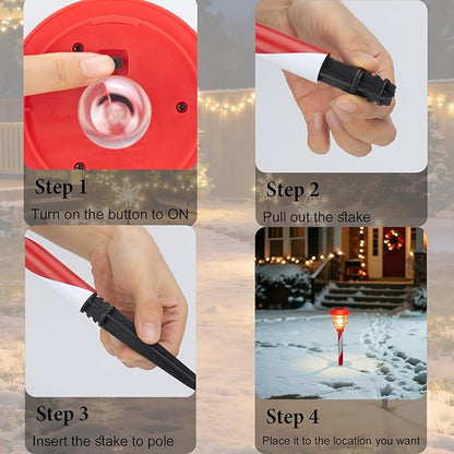 6PK Christmas Solar Pathway Lights - Christmas Decorations Outdoor Solar LED Lights with Garden Stake, Decorations Outdoor for Yard Garden Lawn Walkway Patio Driveway Decor, Warm White