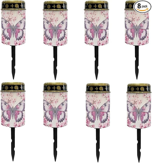 Pink Butterfly Solar Butterfly Lights Outdoor Solar Garden Lights Waterproof Solar Pathway Lights for Outside Yard Patio Flameless LED Lantern,Wall Light Auto On/Off