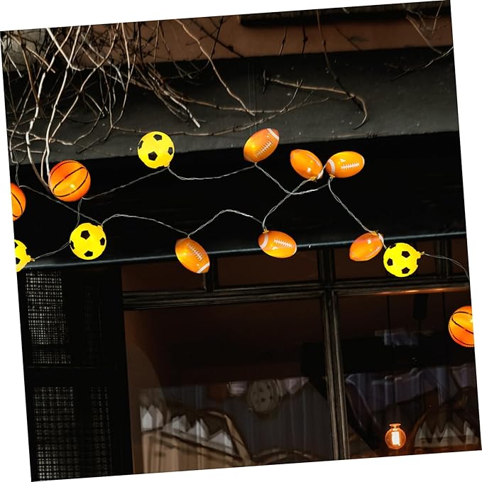PRETYZOOM LED Sports Ball String Lights Decorative Light String for Home Patio Wedding for Sports Themed Atmosphere Battery Operated with Balls