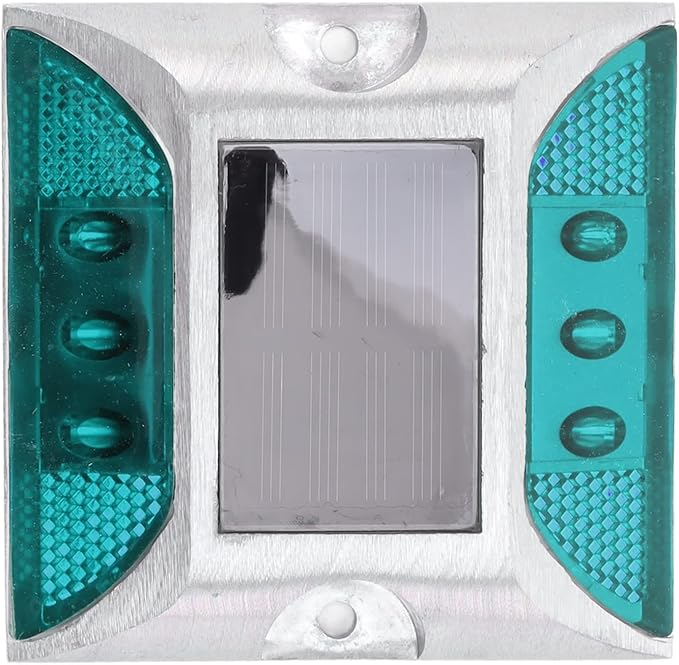 Alomejor Solar Driveway Lights, Cast Aluminum IP68 Outdoor Light with 72 Hour Runtime, 10 Ton Pressure Marker for Pathway and Garden (Green)