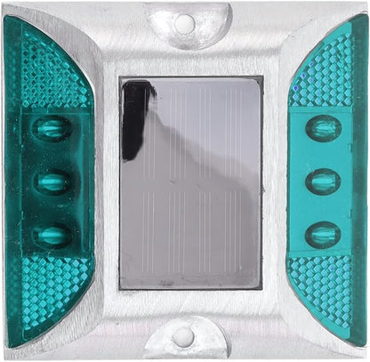Solar Driveway Lights, Cast Aluminum IP68 Light with 72H Runtime for Pathway and Highway Marking (Green)