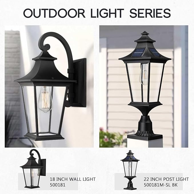Emliviar 22 Inch Farmhouse Solar Lamp Post Light with Pier Mount, Large Outdoor Post Light for Outside Patio with | Lumora