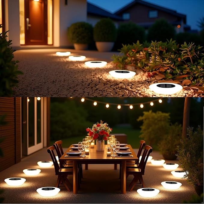 ASLIDECOR Solar Ground Lights Outdoor，Solar Garden Light Landscape Lighting 8 Pack 14 LED Waterproof LED Path | Lumora