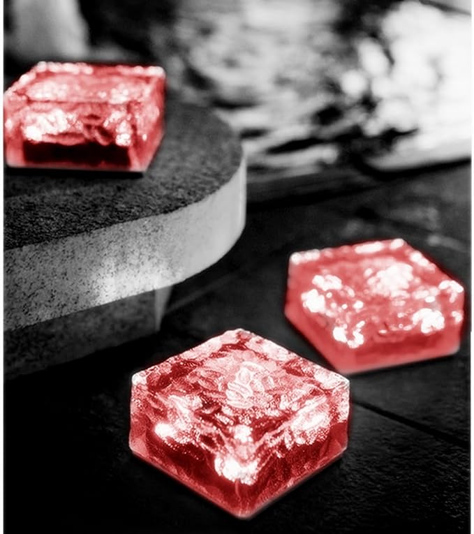 Outdoor 4 Pack Ice Cube Bricks Rocks Lights Solar Powered LED In Ground Pathways Patio Yard Garden Glow Lights Decor | Lumora