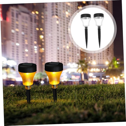 balacoo 2pcs Solar-Powered Lamps for Outside Led Garden Lights Solar Pathway Lights Energy-efficient Decorative Landscape Lighting Warm for Garden Decor