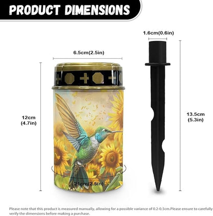 Sunflower Hummingbird Print Solar Light Outdoor Solar Pathway Lights Solar Garden Lights LED Waterproof Outdoor Solar Lights for Yard Garden Decor for Outside