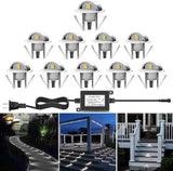 10 Pack LED Stair Lights Kit Low Voltage Deck Lights Waterproof IP65 Outdoor 1-2/5" Recessed Wood LED Deck Lighting | Lumora