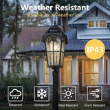 Emliviar 85.4" Black Solar Powered Street Light Fixture for Pathway with Remote - Outdoor Security Flood Light | Lumora