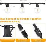Bosceos 80FT Outdoor G40 LED Globe String Lights Dimmable Waterproof Shatterproof Light Strings with 40 Bulbs | Lumora