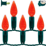 YULETIME Red C6 Strawberry LED Christmas Lights, 33 ft 100 Count 4" Spacing One-Piece High Waterproof UL Certified | Lumora