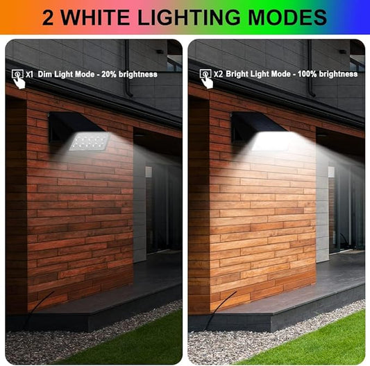 Solar Lights Outdoor Waterproof, 6-Mode RGBW Color Changing, 90° Adjustable, Auto On/Off for Fence, Patio, Garden, Yard, Pathway, Porch (4-Pack)