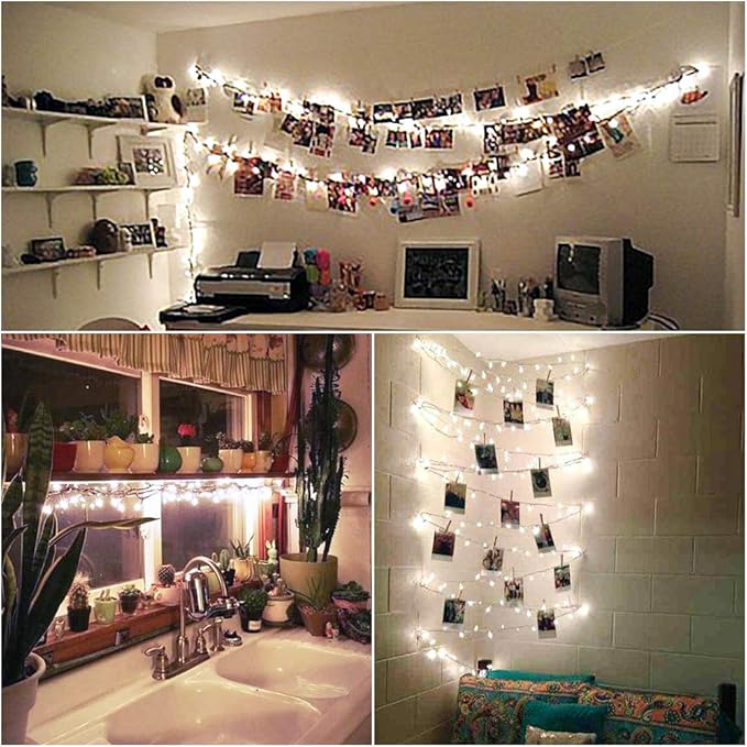 33FT 100 LEDs String Lights Waterproof Fairy Lights 8 Modes with Memory 30V Power Supply for Home, Garden, Wedding, Party, Christmas Decoration Indoor Outdoor (Cool White)