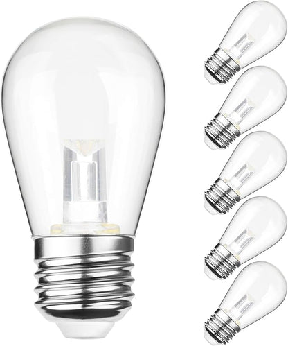 Mlambert Plug in 3 Color Outdoor LED Dimmable String Lights Bundle with 6 Pack Replacement Bulbs