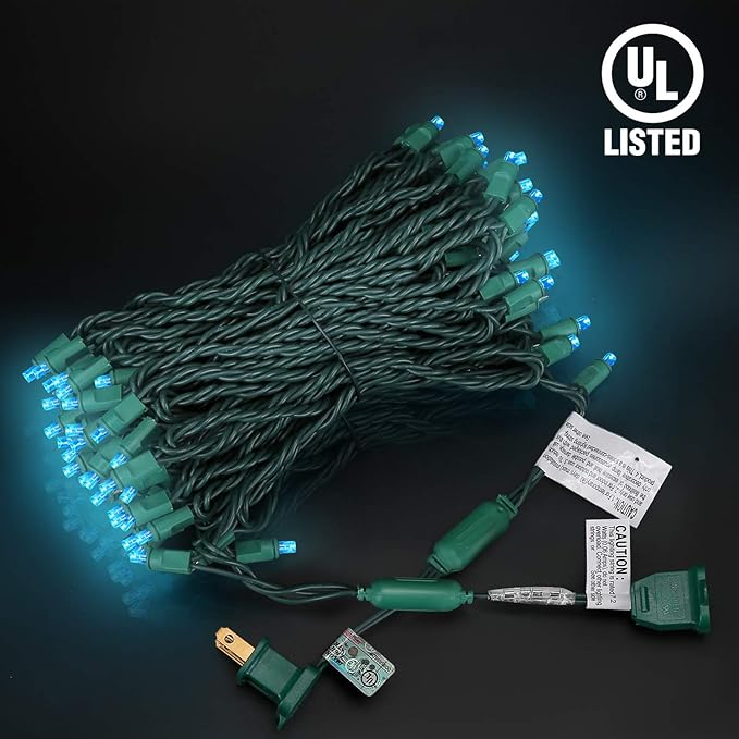 100 Counts Aqua LED Christmas Lights – 50ft 5mm Aqua Christmas Lights Outdoor Commercial Grade Waterproof, Indoor | Lumora