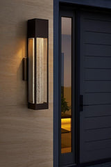 Hinkley Vapor Medium Wall Mount Outdoor Lantern - Modern, 1-Light, Aluminum, Crackle Glass, Bulb Included - Bronze | Lumora