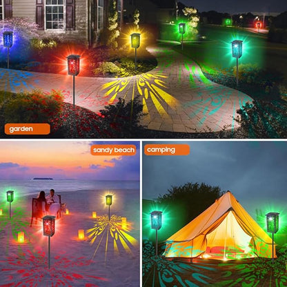 jojofuny Solar Pathway Lights Outdoor Waterproof Lawn Lamp Solar Powered Ground Garden Lighting for Yard and Patio Landscape Decorative Four-Color Folding Design