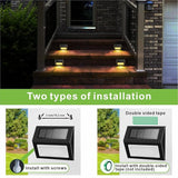 XLUX Solar Lights for Steps Decks Pathway Yard Stairs Fences, LED lamp, Rainproof, Black Metal Housing, 2 Pack(Warm | Lumora