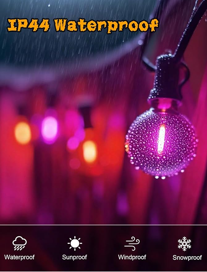 50Ft G40 LED Outdoor Christmas String Lights, Christmas Decorations with 27 LED Shatterproof Clear Orange and | Lumora