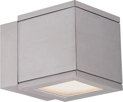 WAC Lighting WS-W2504-AL Rubix LED Outdoor Wall Light Fixture, Dark Sky Friendly Single Light, 3000K, Brushed Aluminum