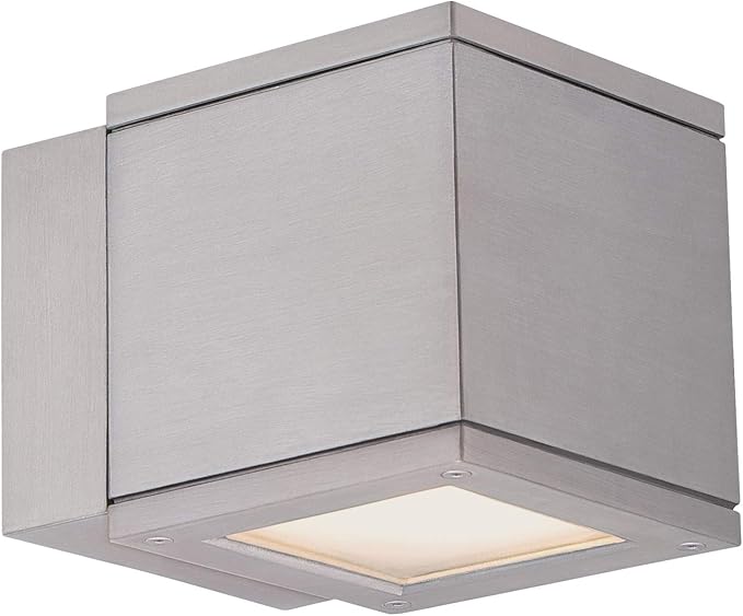 WAC Lighting WS-W2505-AL Rubix LED Outdoor Wall Light Fixture, Double Light, 3000K, Brushed Aluminum