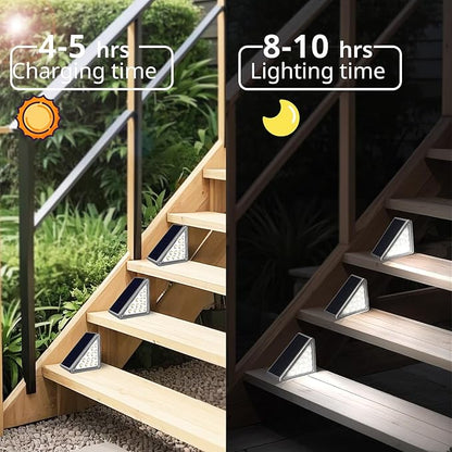 Grey Solar Step Light Outdoor Stair Lights, Deck Lights Outdoor Powered IP65 Waterproof, 6500K Cool White Solar Outdoor Step Light, Decor for Stair, Deck, Step,Porch and Outside Patio,6 Pack
