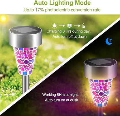 Solar Outdoor Lights, 6Packs Solar Pathway Lights P44 Water-Resistant Walkway Light 8Hrs Lawn Lamps for Yard Garden Decor Driveway Walkway Landscape