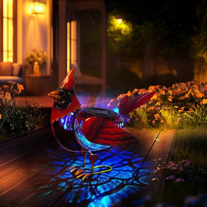 HONGLAND Cardinal Solar Garden Lights Outdoor Decor, Red Bird Figurine Garden Statue Cute Decorations for Pathway Yard Art Lawn Ornaments Mom Grandma Women