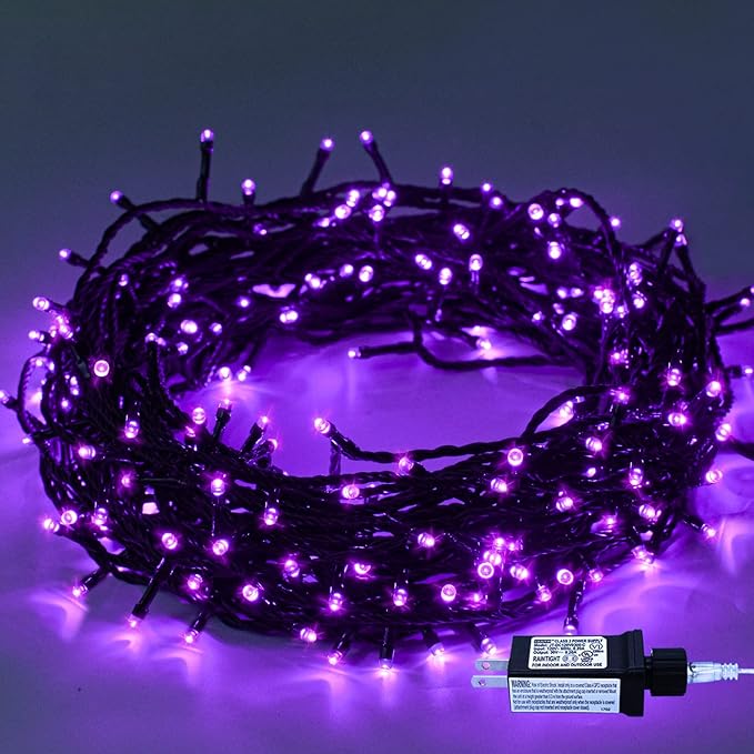 Christmas String Lights Purple Indoor - 220 LEDs 82ft/25m Memory Function 8 Modes End-to-End Plug in Outdoor Waterproof Decorative Inside/Outside Fairy Twinkle Xmas Tree Light for Halloween/Patio/Home