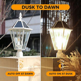 LUTEC LED Post Solar Light Outdoor,Dusk to Dawn Vintage Street Lights, 300LM, 2700K,Cast Aluminum Solar Pole Lights | Lumora