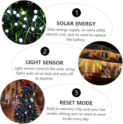 Veemoon 2 Sets Solar Powered LED String Lights Outdoor LED Beads Multi-Color Decorative for Garden Patio Christmas Wedding Party Ambiance