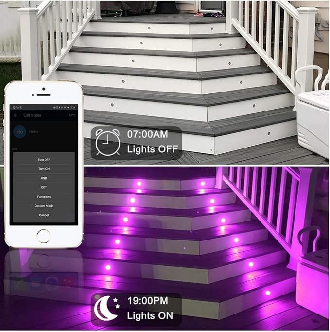 LED Deck Light Kit, 10pcs Φ1.77” WiFi Wireless Smart Phone Control Low Voltage Recessed RGBW Deck Lights with | Lumora