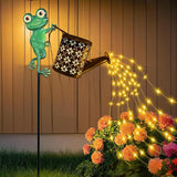 Solar Watering Can with Cascading Lights Outdoor Garden Decor, Frog Shaped Hook Gardening Gifts for Mom Women | Lumora