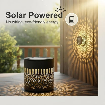 Decorative Solar Mandala Lights,Waterproof Metal Solar Powered Outdoor Lights,Mandala Fence Wall Lights for Deck,Step,Patio,Garden,Backyard & Yard Decor (3PCS)