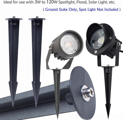 Aluminum Metal Ground Stake Spike Replacement for 3W-120W Outdoor Garden Spotlight Pathway Flood Wall Washer Solar Light,Low Voltage Landscape Light,10.4 inches Large Size