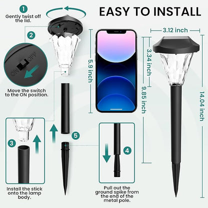 GIGALUMI 10 Pack Solar Lights Outdoor Waterproof, Outdoor Solar Lights for Yard, Solar Garden Lights, Yard Decorations Outdoor for Pathway, Patio, Garden, Driveway, Lawn, and Landscape(Cold White)