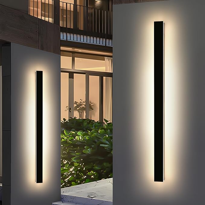 Mikeru 70.8inch Long LED Wall Light Fixtures, 3000k Exterior Wall Sconces, Acrylic Invisible Outdoor Lights for Porch Modern Exterior Wall Light Mount Lighting for House Courtyard Patio Garage