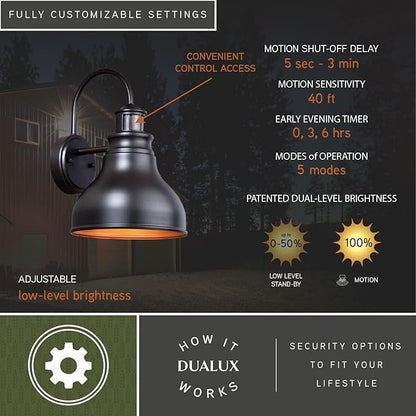 VAXCEL Delano Bronze Motion Sensor Dusk to Dawn Farmhouse Barn Dark Sky Outdoor Wall Light