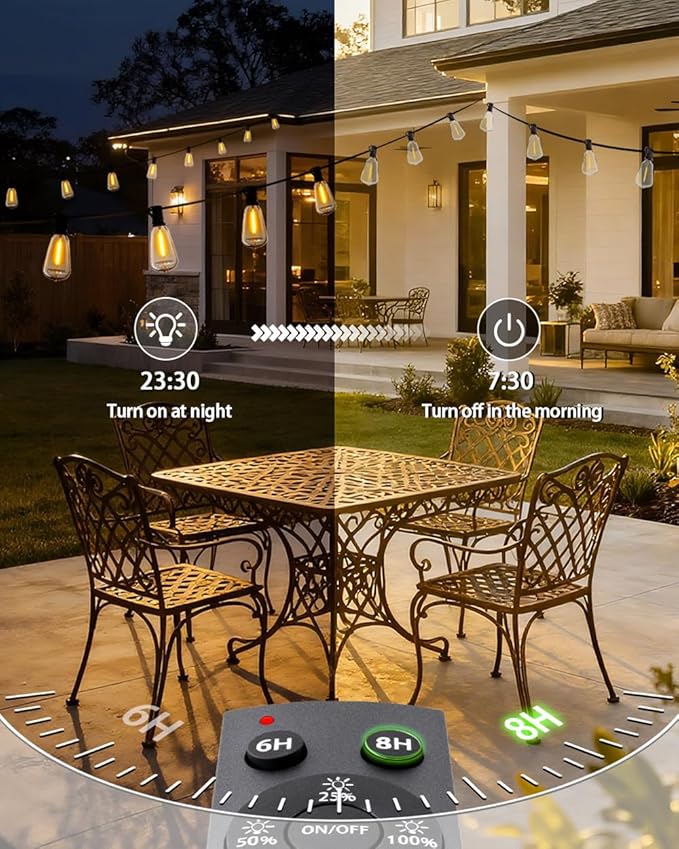 Outdoor String Lights Dimmable Waterproof with Remote, 95FT 37 Shatterproof ST38 Edison LED Bulbs Hanging Outside Light for Patio, Backyard, Porch, Deck, Balcony, Garden