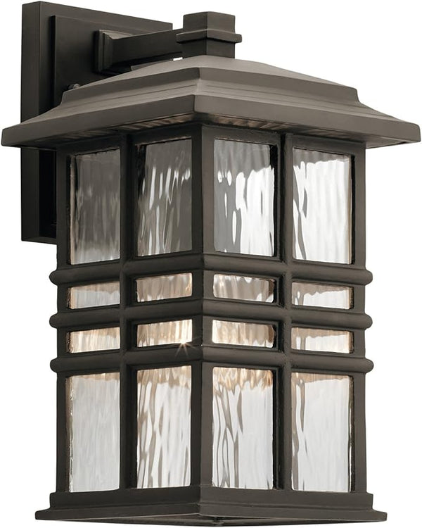 Kichler Beacon Square 14.25" Outdoor Wall Light in Olde Bronze®, 1-Light Exterior Wall Sconce with with Clear | Lumora