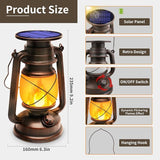 Solar Lantern Outdoor Waterproof,LED Vintage Flickering Flame Solar Lights,Camping Lamps,Solar Powered Hanging | Lumora