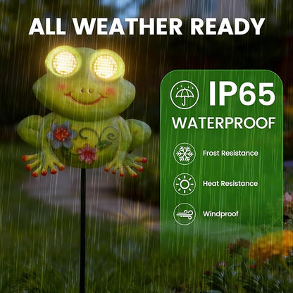 Solar Frog Pathway Lights Outdoor – Solar Powered LED Frog Yard Decor with Blinking Eyes, Auto Dusk to Dawn, IP65 Waterproof Outdoor Garden Solar Lights for Patio, Lawn, Gift for Mom Grandma