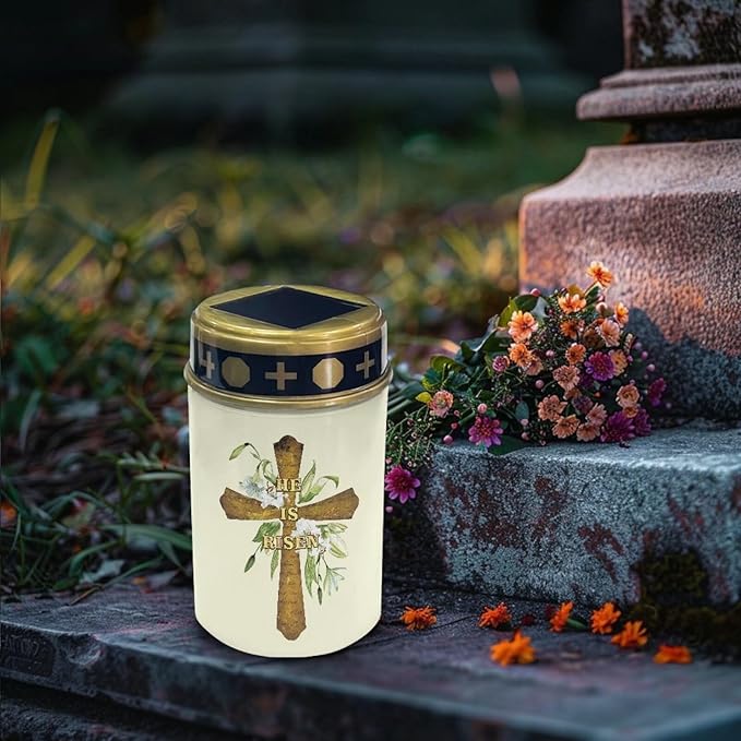 Cross Solar Pathway Lights Outdoor Waterproof Garden Solar Lights Solar Cemetery Lights for Grave Weather Resistant Memorial Garden Stake Cross Lights for Grave Cemetery Decorations