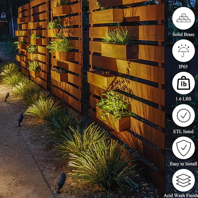 Brass Landscape Spotlights Outdoor Low Voltage Landscape Lighting Fixture Waterproof for Garden and Yard Up Lighting，4 Pack (Bulb NOT Included)